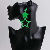 Neon Long Earrings Acrylic Geometric Big Star Pendant Drop Earrings Punk Fashion - £6.24 GBP