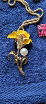 New Betsey Johnson Necklace Flower Rose Yellow Collectible Summer Decorative - $14.99