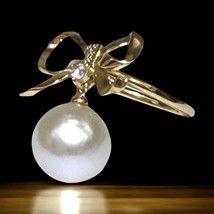 Handcrafted Natural White 11.4mm Edison Round Cultured Pearl Solid Ring Size 5 - $82.25