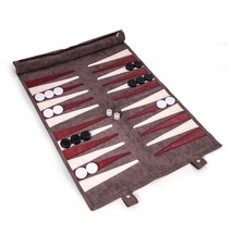 Bey Berk  Warren Grey Suede Roll-up Backgammon Travel Set G560G - $68.95