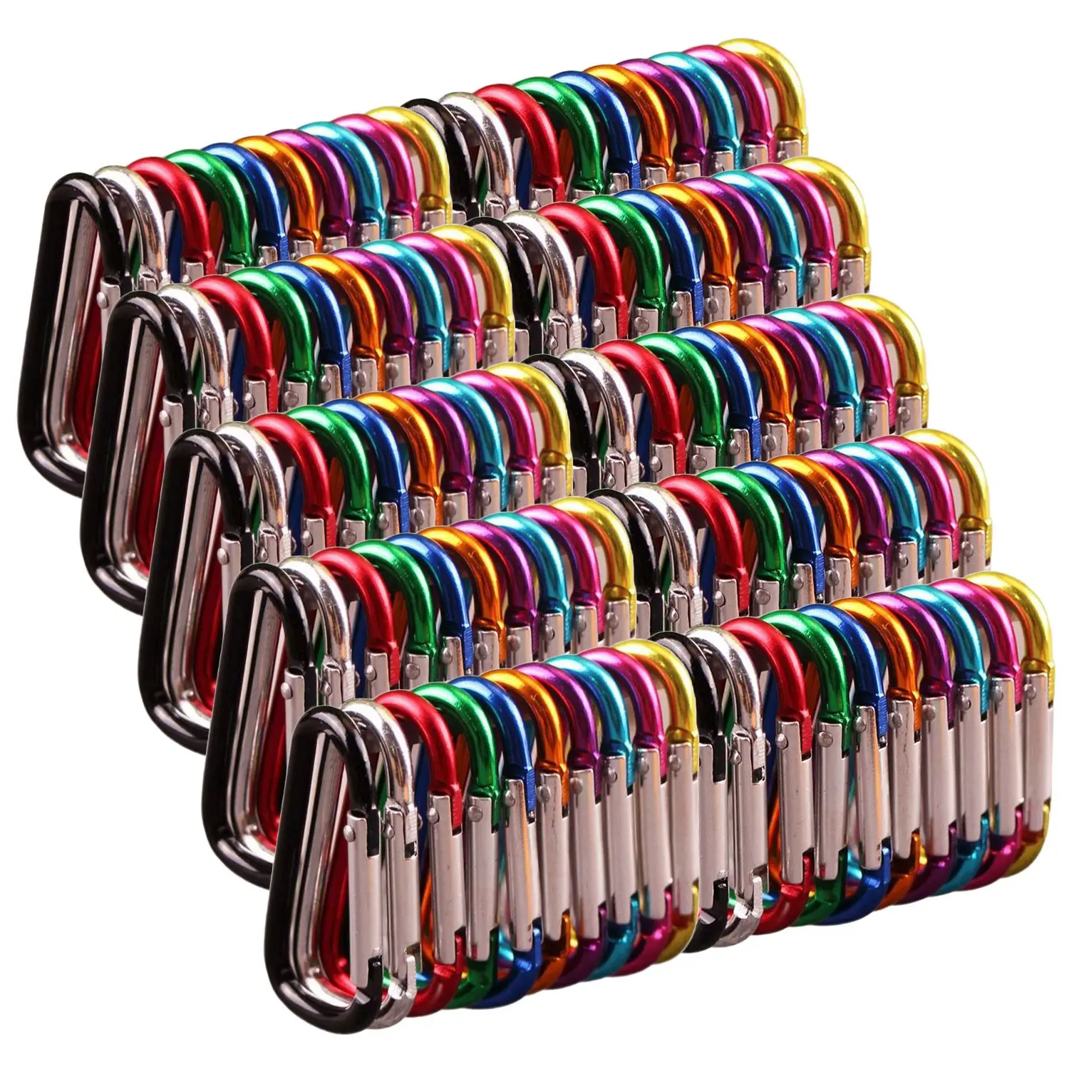 100PCS/Lot Colorful Aluminium Alloy Climbing Buckle Keychain Carabiner Safety - $20.46