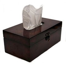 Vintage Wood Lacquered Brown Tissue Box Cover Rectangular Hinged 9.5x5.2... - £15.53 GBP