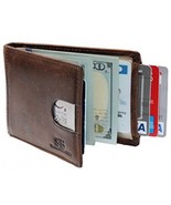 Travel Wallet RFID Blocking Bifold Slim Grain Genuine Leather Men Texas ... - £69.86 GBP
