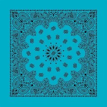 Carolina Creative Bandanna (Turquoise) Contemporary Paisley 22 x 22 100% Cotton - £6.10 GBP