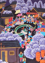 Signed Chinese New Year Oriental Huxian JinShan Peasant Art Asian Painti... - $431.99