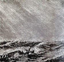 Boat In Storm On Lake Nyassa 1890 Woodcut Victorian Stanley In Africa DWAA2B - £23.59 GBP