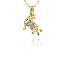 14K Solid Gold Two Tone Chinese Lunar Year of the Tiger Diamond Pendant Necklace - £141.56 GBP+