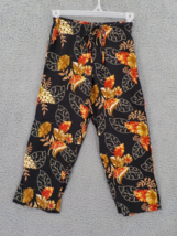 Peppermint Bay Womens Capri Pants Sz S Tie Waist With Elastic Botanical Leaves - £10.37 GBP