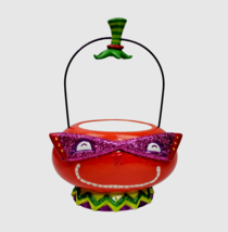 Dept 56 Halloween Masquerade Pumpkin Jack O Lantern 3D Candy Basket Glitter Mask - £20.02 GBP
