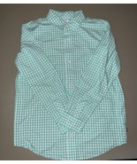 Gap Kids Boys LG 10/12 Button Down Long Sleeve Shirt Green White Checker... - $16.29 CAD