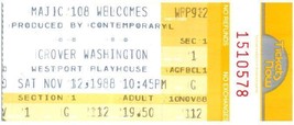 Vtg Grover Washington Ticket Stub November 12 1988 Westport Connecticut - £19.37 GBP