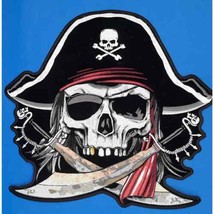 Pirate With Crossed Cutlasses Iron On Sew On Embroidered Back Patch 11&quot; ... - £21.89 GBP