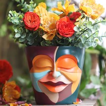 Abstract Rainbow Head Planter, Graffiti Face Planters, Flower Plant Pots For, A. - £25.97 GBP
