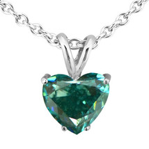 Blue Heart Diamond Solitaire Pendant Natural Treated 14K White Gold 0.76 Carat - £968.84 GBP