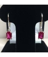 925 Sterling Silver Rad Ruby Gemstone Natural  6 Ct Antique Earrings - $72.70