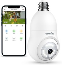 2K Light Bulb Security Camera 2.4G WiFi Security Cameras Wireless Outdoor Indoor - £39.72 GBP