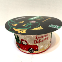 Members Mark Special Delivery Fabric Christmas Wired Ribbon 2.5&quot; Wide 50yds - £16.40 GBP