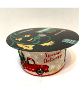 Members Mark Special Delivery Fabric Christmas Wired Ribbon 2.5&quot; Wide 50yds - £16.14 GBP