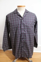 NWOT Brooks Brothers M Navy Blue Check Cotton Long Sleeve Pajama Top Shirt - £26.62 GBP