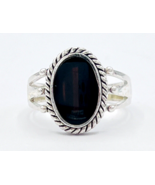 Vintage Marsala 925 Sterling Silver Roped Oval Black Onyx Inlay Ring Siz... - $51.61 CAD