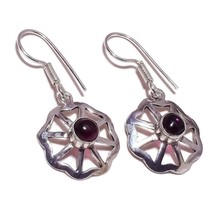 Dark Pink Tourmaline Gemstone 925 Silver Overlay Handmade Drop Dangle Earrings - £7.82 GBP