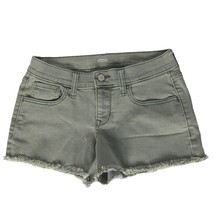 Old Navy Womens Semi Fitted Denim Booty Shorts 0 Olive Green Raw Hem Stretch - £17.22 GBP