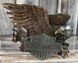 Vintage 1995 Harley Davidson Eagle w/ Red Striped Banner Belt Buckle - R... - $38.69