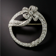 Art Deco Circle Bow Brooch, Art Deco Brooch, Engagement Brooch, Promise ... - $198.19