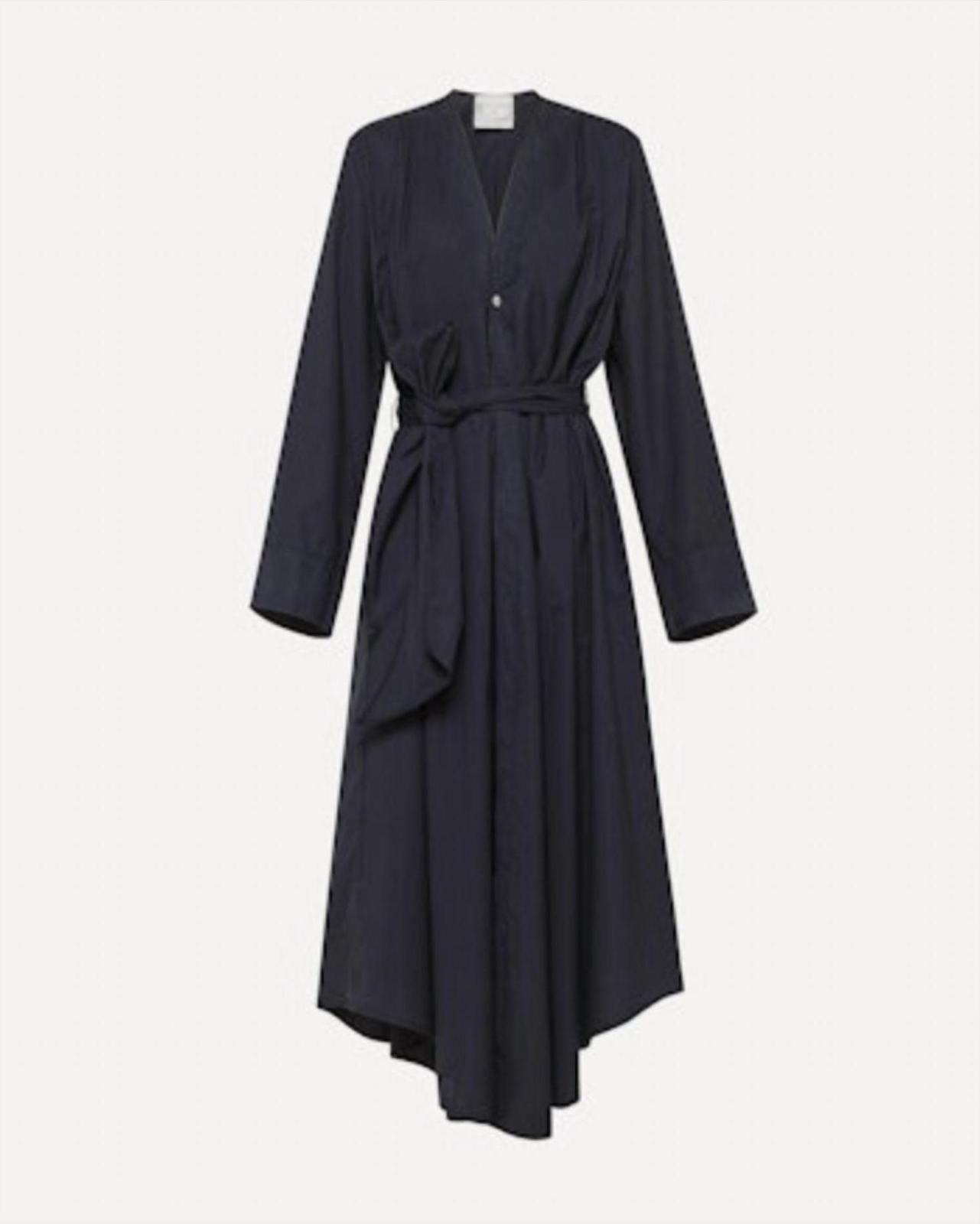Forte Forte Women&#39;s Cotton Popline Crossover Dress Midnight Blue - $288.00