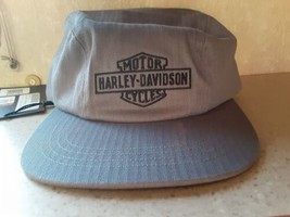NWT HARLEY DAVIDSON MOTORCYCLES FLAT TOP CAP HAT MEN&#39;S WOMEN&#39;S GRAY RR - £11.84 GBP