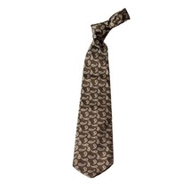 Brooks Brothers Makers Men&#39;s Necktie Silk Brown Paisley Repp 59&quot;x4&quot; - £14.38 GBP