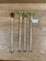 Set of 4 Plastic Cocktail Swizzle Sticks Tiny Cocktail Embellished Drink Stirrer - £11.62 GBP