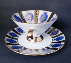 Wissterling Kircheniamitz white Blue &amp; Gold Tea Cup &amp; Saucer Made in Bav... - £17.98 GBP