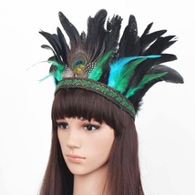 Feather Headband Indian Peacock Fascinator Decorative Headbands Carnival Headpie - £24.62 GBP