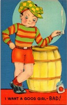 Postcard Comic Smoking Boy Wants Girl  #C232 Unposted  1940s 5.5 x 3.5 - £6.12 GBP