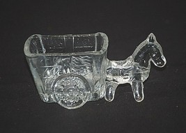 K.R. Haley EAPG Clear Press Glass Open Salt Cellar Dip Mule or Donkey Wagon Cart - £11.83 GBP