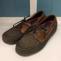 Mens Leeward Eyelet Brown Boat Shoes size 10 loafer slip on - £49.62 GBP