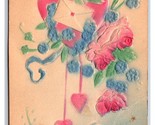 To my Valentine Heart Flowers Airbrushed Embossed High Relief DB Postcar... - $3.91