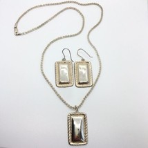 Modernist Rectangular Sterling Silver Set Hardy Earrings And Pendant Necklace - £93.87 GBP