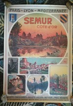 Vtg France Travel Poster Henri Polart Semur Côte D&#39;or Lithograph Jany Imprimerie - £214.79 GBP