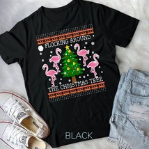 Funny Flamingo Ugly Christmas Tree Snow Sweater Jumper T-Shirt Unisex T-shirt - £24.51 GBP