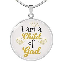 Express Your Love Gifts I am a Child of God Circle Necklace Engraved 18k Gold 18 - £55.62 GBP