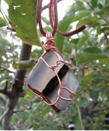 Handmade-Wire wrapped Natural banded Botswana Agate pendant. - £12.70 GBP