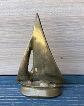 Small 4&quot; Solid Brass Nautical Sailboat Paper Weight Figurine Sail Boat V... - £13.77 GBP