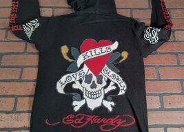 ED HARDY by Christian Audigier-Love Kills Slowly Black Zip-Up Sweater~VT... - $84.51 CAD