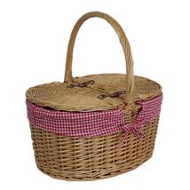 Gingham Lining Oval Butterfly Lidded Picnic Basket - £37.56 GBP