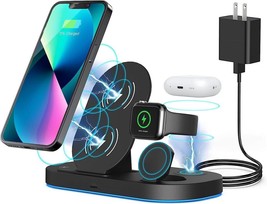 Wireless Charging Station, 3 in 1 Foldable Wireless Charger, 18W (Black) - £19.63 GBP