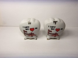 San Francisco Souvenir Ceramic Heart Salt &amp; Pepper Shakers Vintage Unused - £13.41 GBP