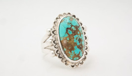 VINTAGE OLD NATIVE AMERICAN NAVAJO BLUE TURQUOISE RING STERLING SILVER S... - £91.58 GBP