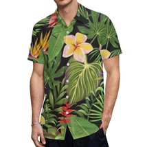 Mondxflaur Jungle Flowers Button Down Shirts for Men Short Sleeve Pocket... - £20.74 GBP